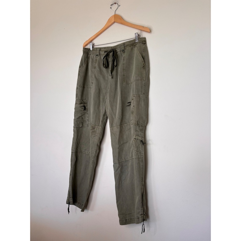 Sundance‎ Olive Green Tencel Cargo Pants Utility Drawstring Size 10 petite
